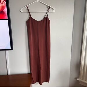 Intimately Free People Midi Slip Dress V Neck Brown M/L